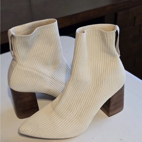 Steven New York By Steve Madden Ankle Booties Women 10M Neta Cream Knit Excellen - Picture 12 of 13